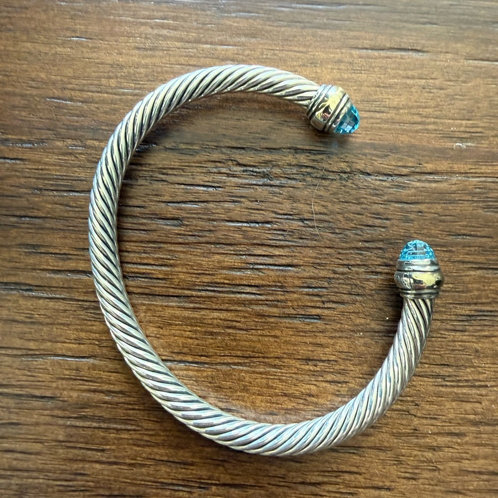 David Yurman Sterling Silver/14kt Gold Bracelet Blue Topaz 5mm - Final Offer